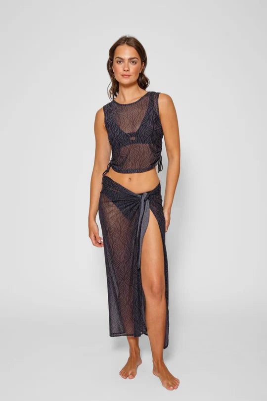 Seascape Mesh Sarong - Midnight Black