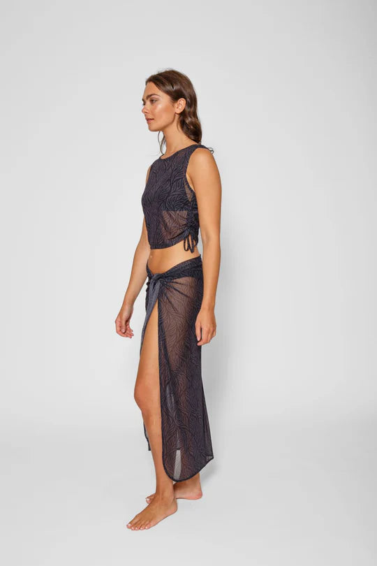 Seascape Mesh Sarong - Midnight Black