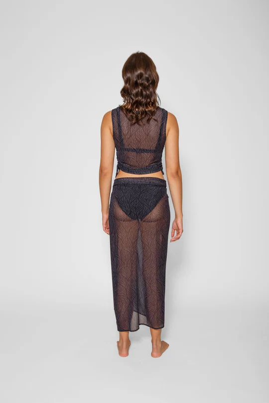Seascape Mesh Sarong - Midnight Black