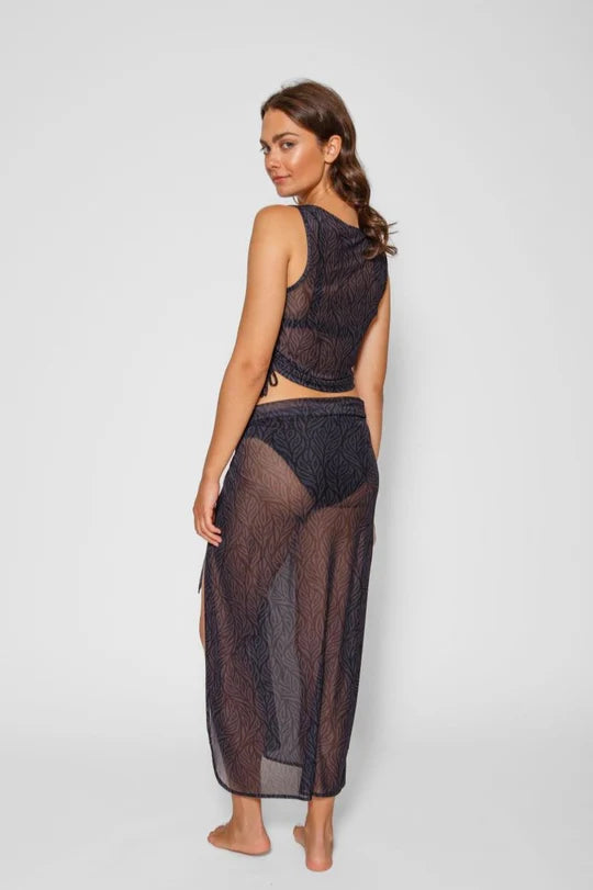 Seascape Mesh Sarong - Midnight Black