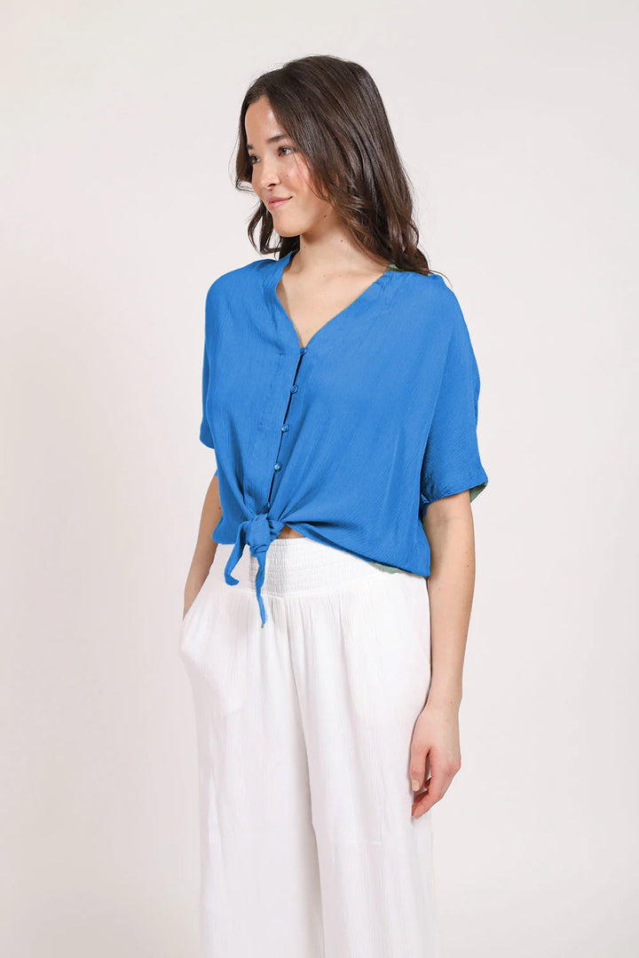 Miami Tie Front Top - Cobalt - Size Large