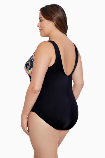 True Romance Shirred Surplice Long Torso One Piece Swimsuit