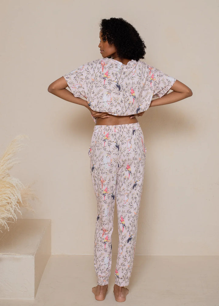 Modal Crop Shoulder Tee & Jogger Set
