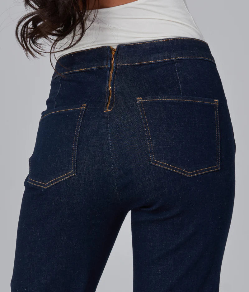 Stevie High-Rise Flare Leg Jeans - Dark Rinse Blue