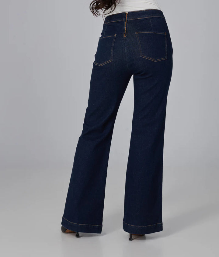 Stevie High-Rise Flare Leg Jeans - Dark Rinse Blue
