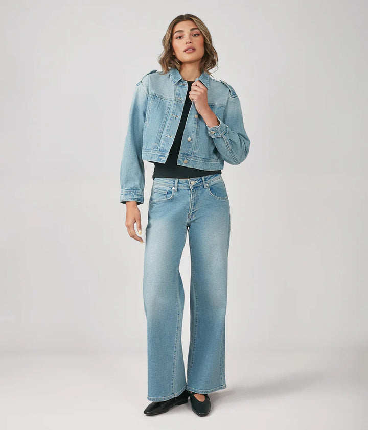 Cielo Cropped Denim Jacket - Cloud