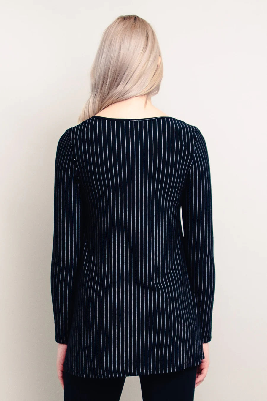 Lovely Bamboo / Modal Long Sleeve Tunic - BW Pin Stripe
