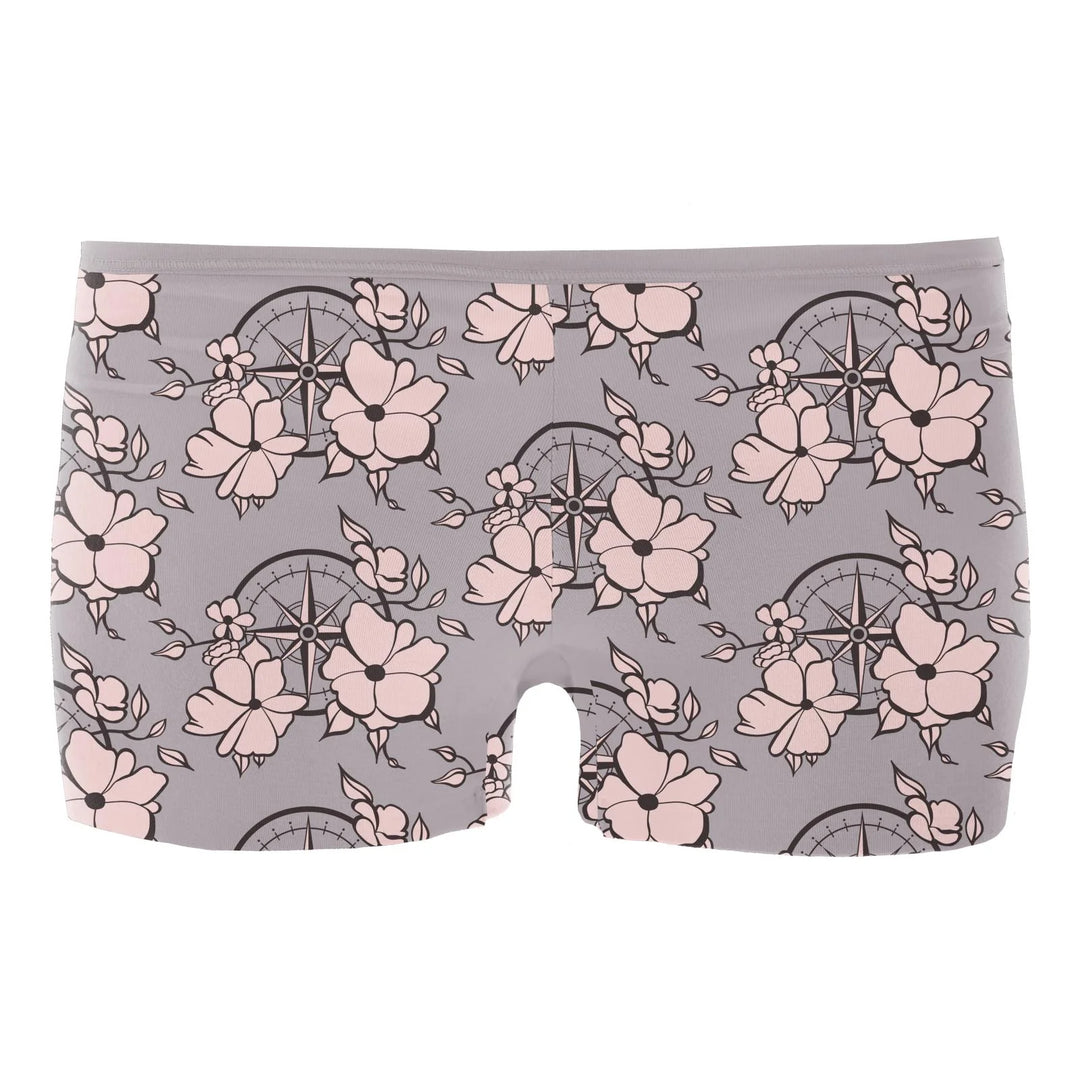 Women's Print Boy Short Underwear - Feather Nautical Floral