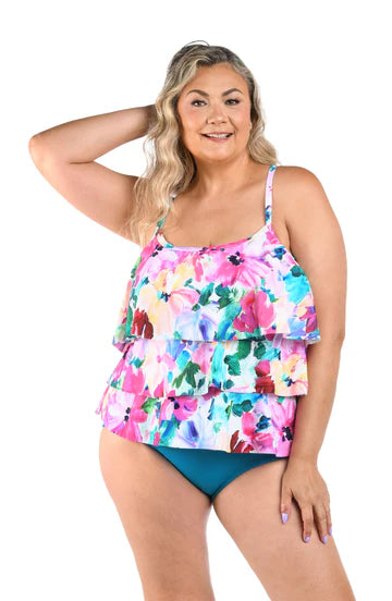 Spring Bouquet Triple Tiered Tankini Top