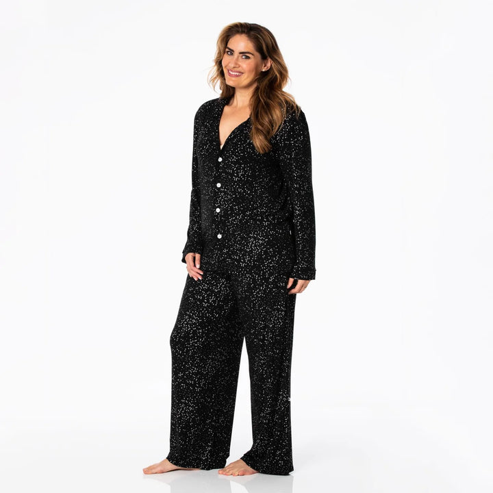 Printed Long Sleeve Collared Pajama Set