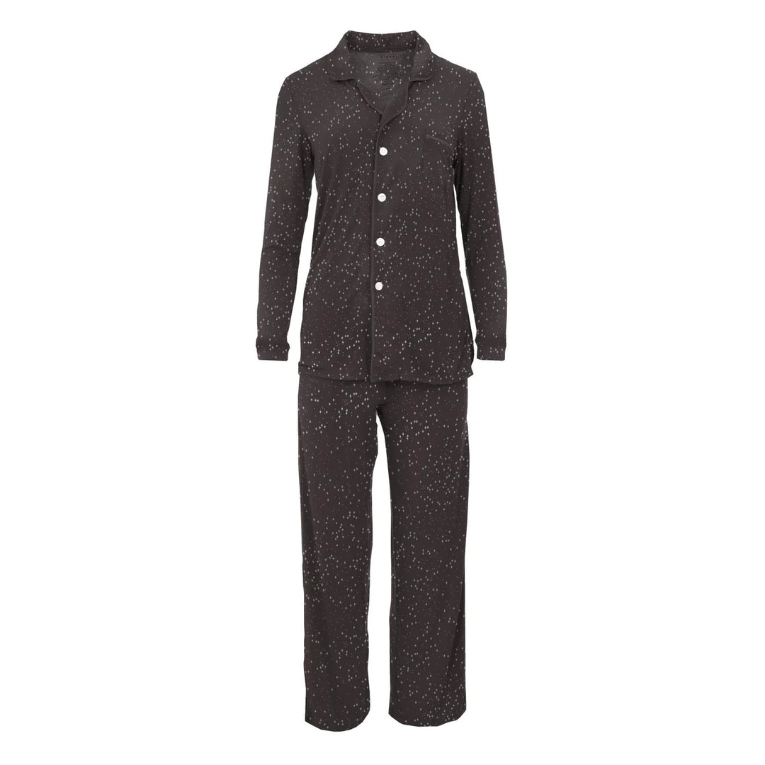 Printed Long Sleeve Collared Pajama Set