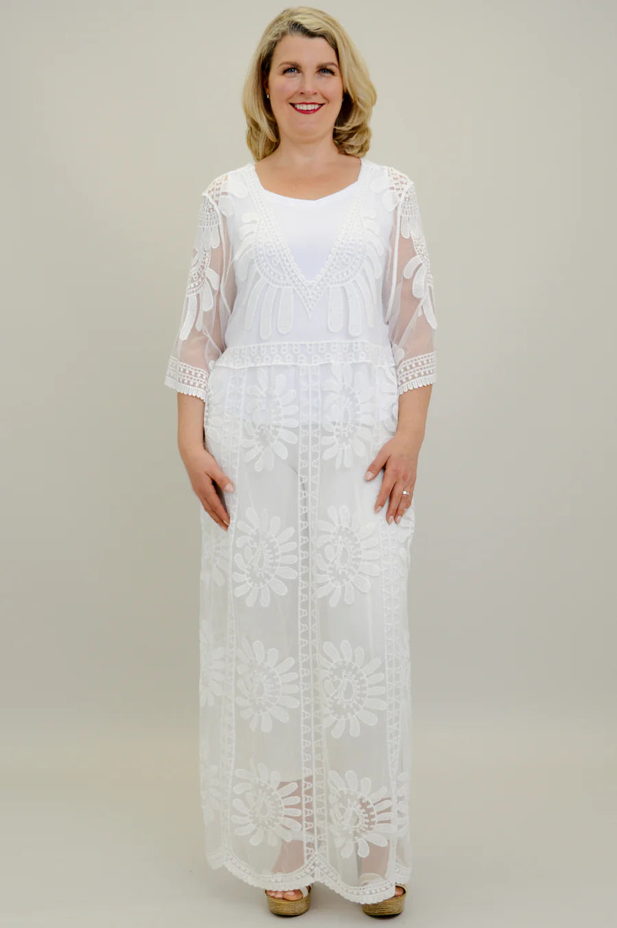 Mohana White Lace Coverup
