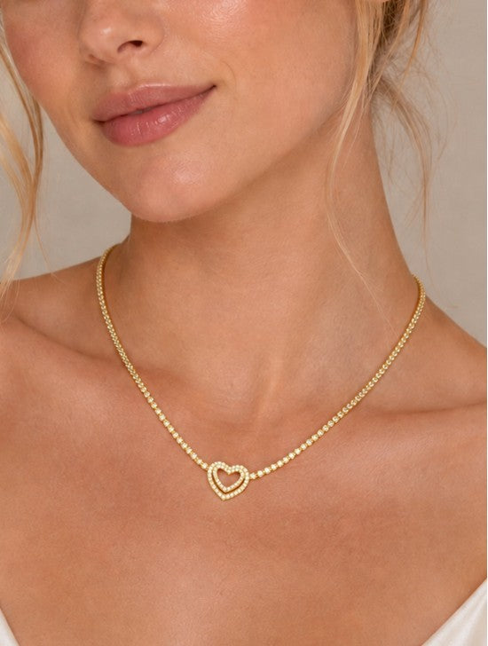 Heart Pendant Rhinestone Necklace