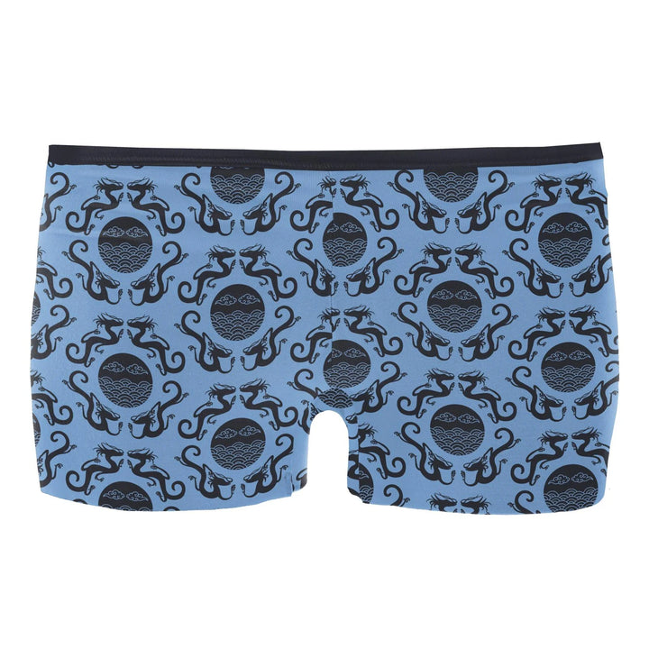 Women's Print Boy Short Underwear - Dream Blue Four Dragons