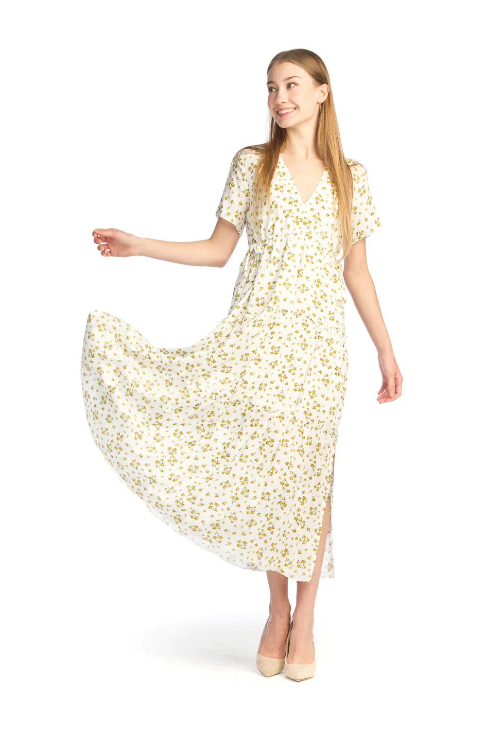 Floral Tiered Short Sleeve Maxi Dress