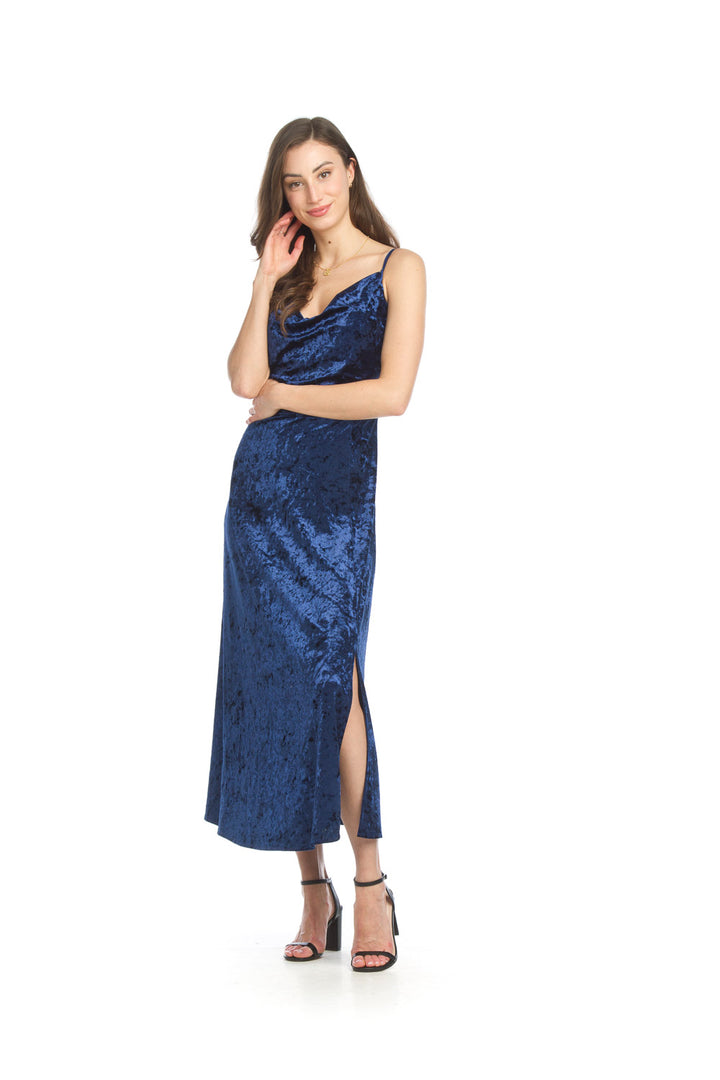 Draped Neck Velvet Dress