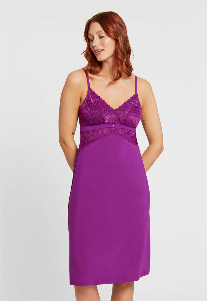 Modal Bust Support Midi Chemise - Dark Orchid
