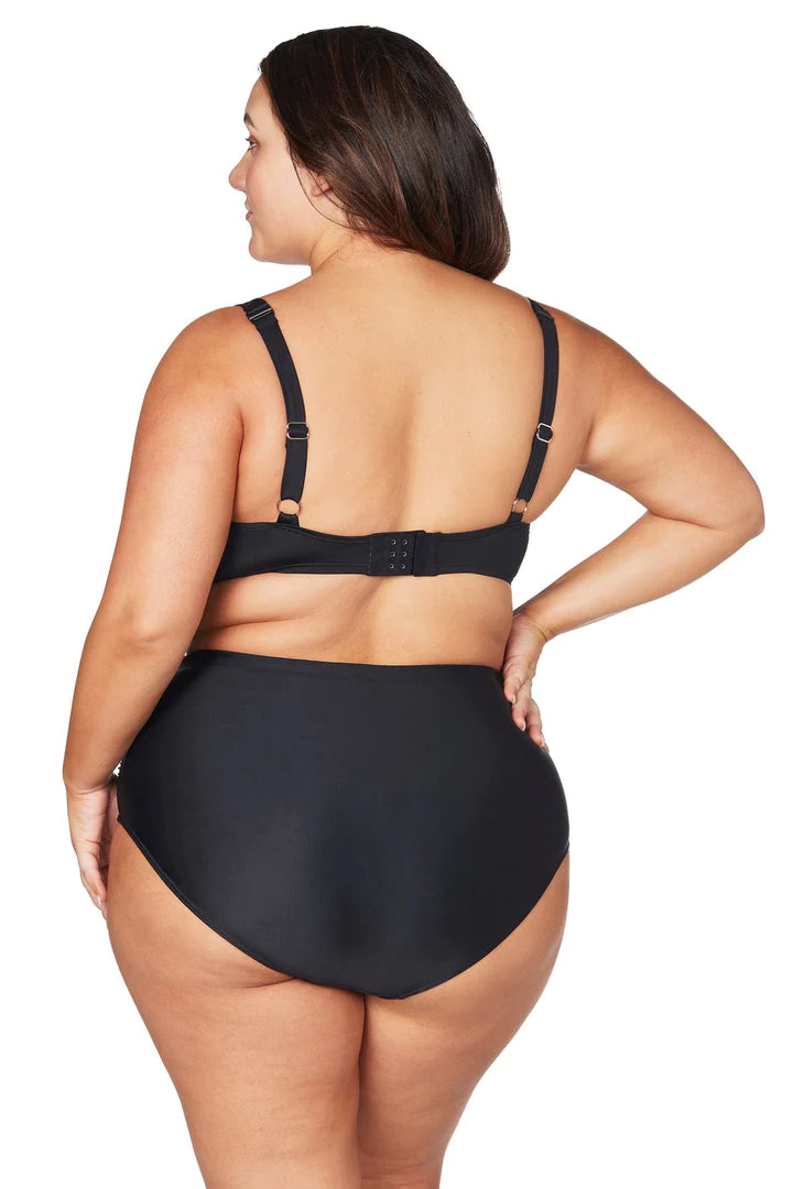 Hues Rouched High Waist Swim Bottom