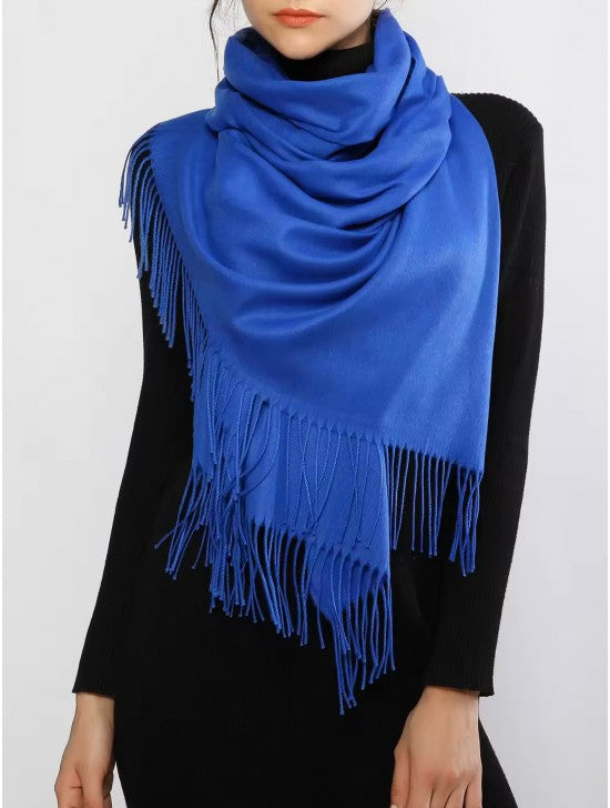 Solid Color Shawl Scarf W/ Tassels