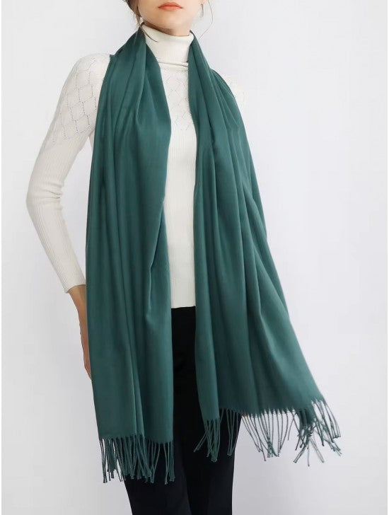 Solid Color Shawl Scarf W/ Tassels