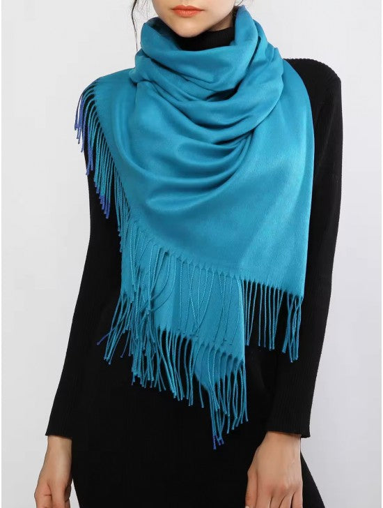 Solid Color Shawl Scarf W/ Tassels