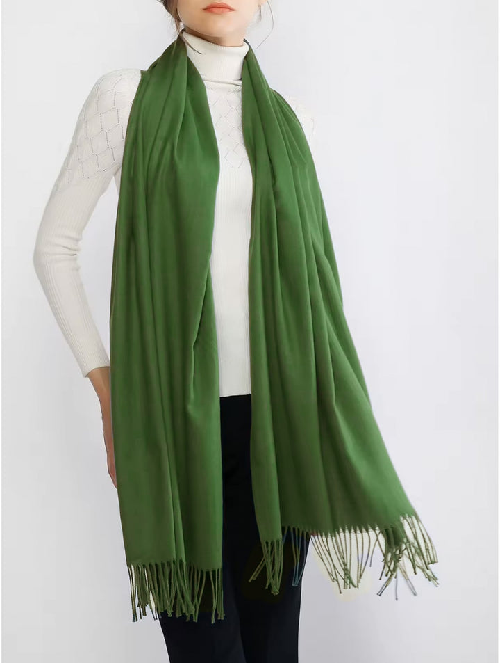 Solid Color Shawl Scarf W/ Tassels