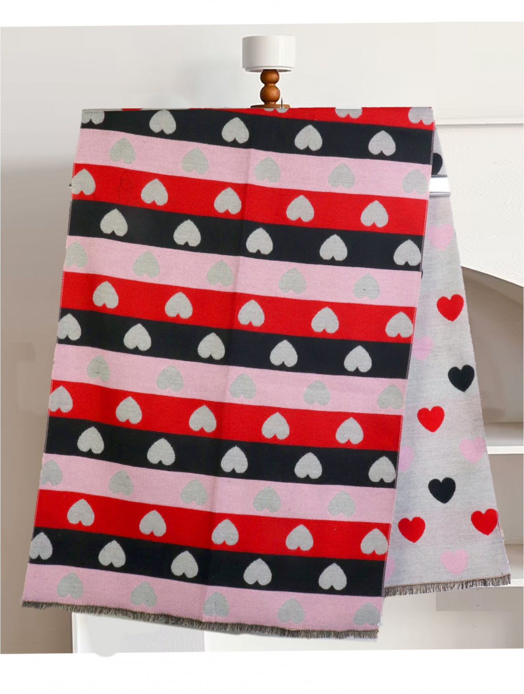 Reversible Heart Design Blanket Scarf