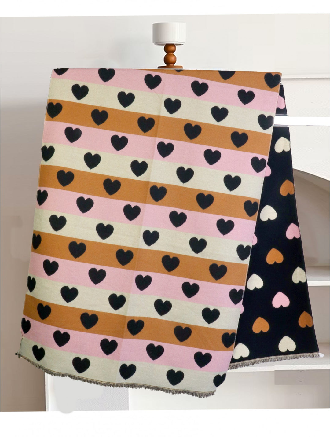 Reversible Heart Design Blanket Scarf