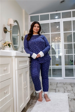 Floral Print Long Sleeve Crew Neck & Lounge Pant Set
