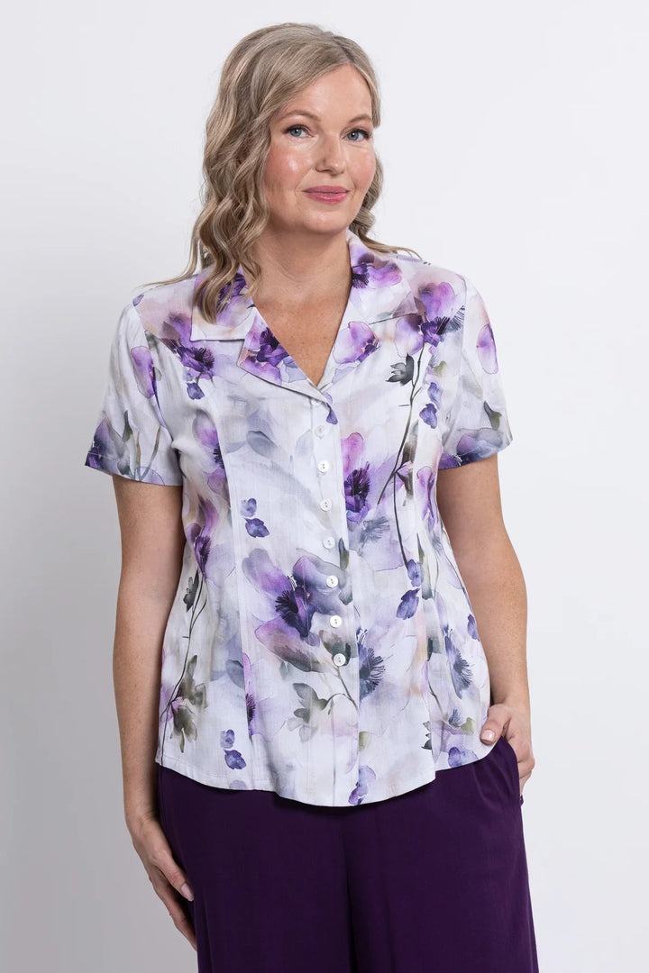 Samantha Linen & Bamboo Blouse - Royale Mist