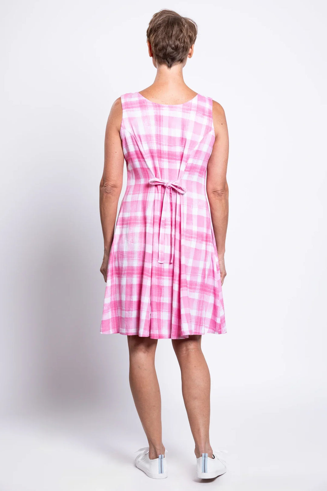 Sara Bamboo & Linen Dress - Pink Plaid