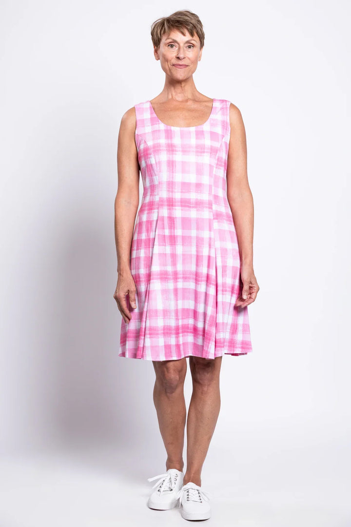 Sara Bamboo & Linen Dress - Pink Plaid