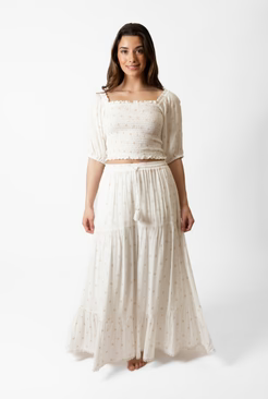 Miami Shine Tiered Long Skirt