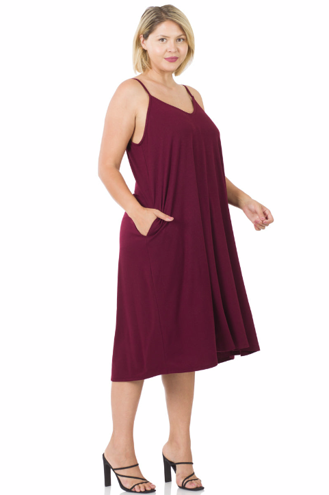V-Neck Cami Knee Length Dress