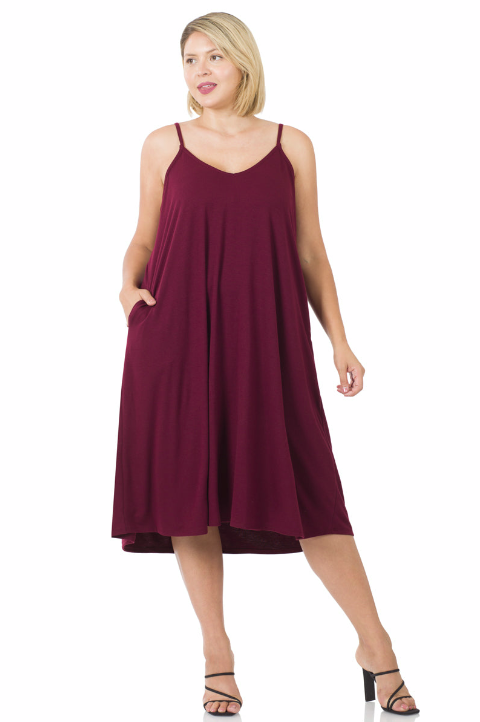 V-Neck Cami Knee Length Dress