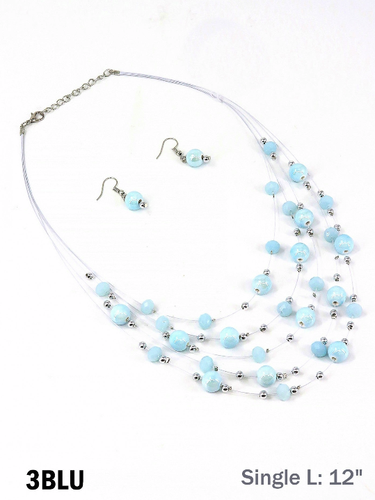 Fashion Round Beads Necklace and Earrings Set