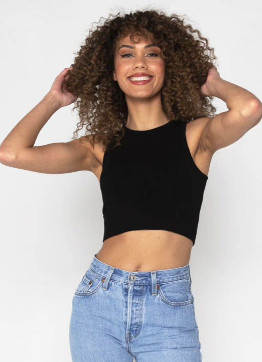 C'est Moi Bamboo High Neck Crop Top