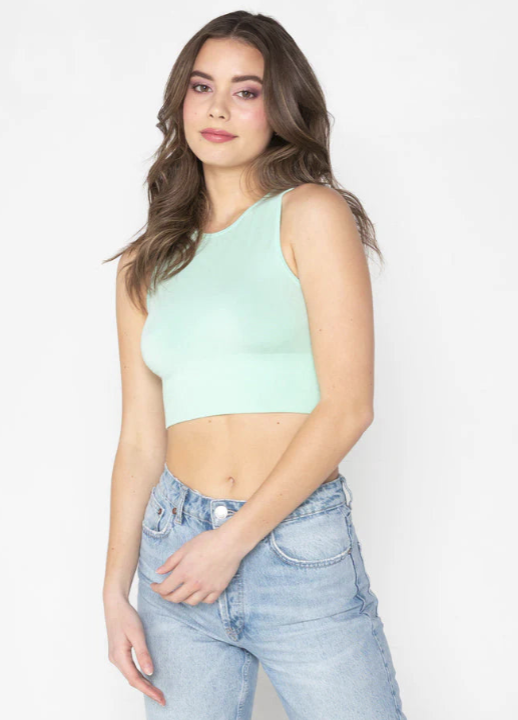 C'est Moi Bamboo High Neck Crop Top