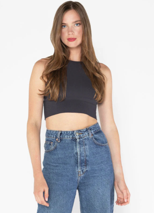 C'est Moi Bamboo High Neck Crop Top