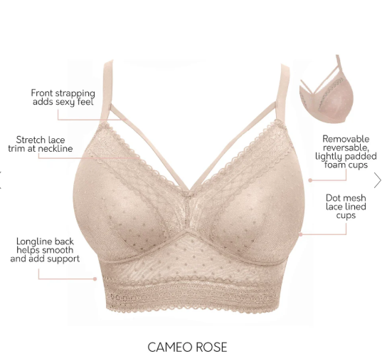 Mia Dot Wire-Free Bralette - Cameo Rose