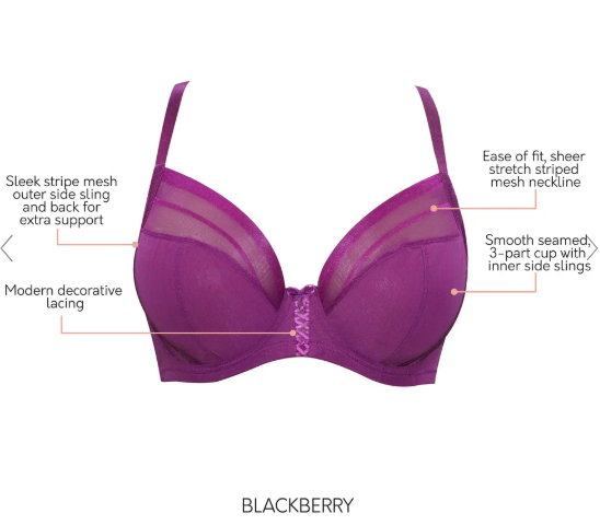 Shea Mesh Unlined Underwire Plunge Bra - Blackberry