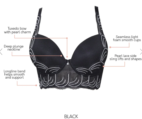 Pearl Longline Underwire Plunge Bra