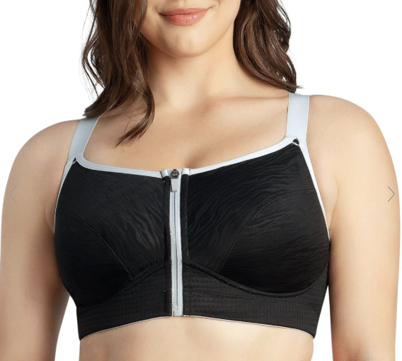 Wave Front Closure Wireless Sports Bra - Black