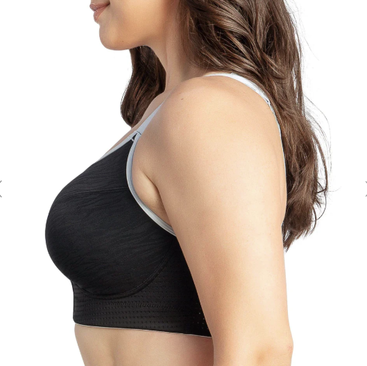 Wave Front Closure Wireless Sports Bra - Black
