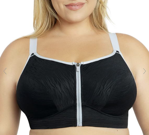 Wave Front Closure Wireless Sports Bra - Black