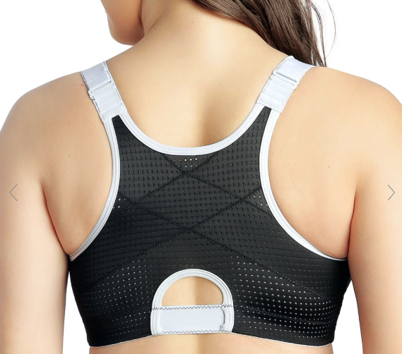 Wave Front Closure Wireless Sports Bra - Black