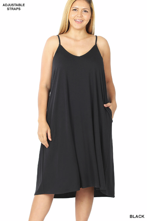 V-Neck Cami Knee Length Dress