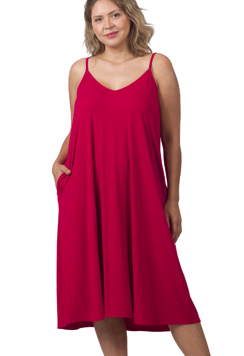 V-Neck Cami Knee Length Dress
