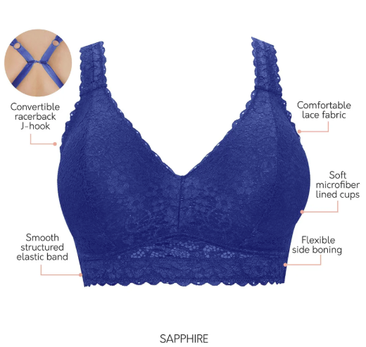 Adriana Lace Bralette - Sapphire - Sheer Essentials Lingerie & Swimwear