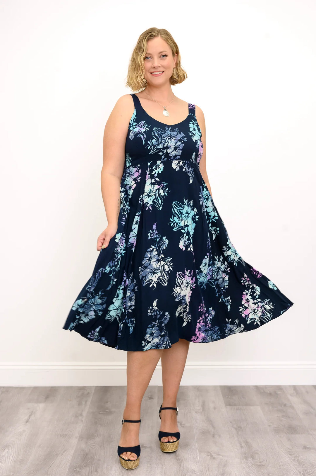 Shauna Bamboo & Linen Dress - Moonlit Petals